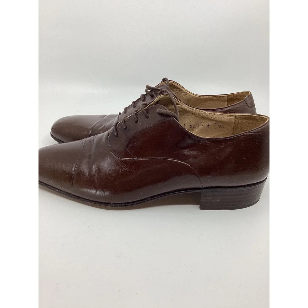 Bruno Magli Bolzano Mens Brown Leather Cap Toe Oxford Dress Shoes Italy 9.5 M